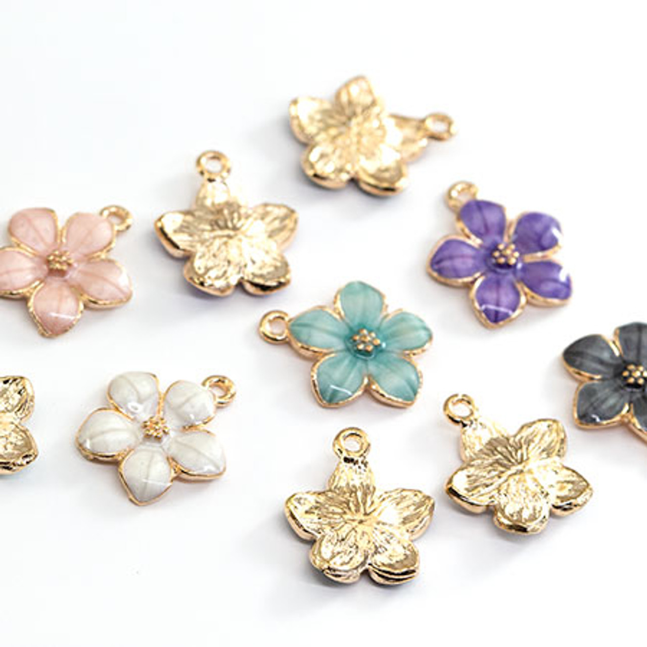 10pcs 3D Flower Enamel Charms Handmade Craft Metal Charms for Keychains  Earring DIY Jewelry Making 12x14mm