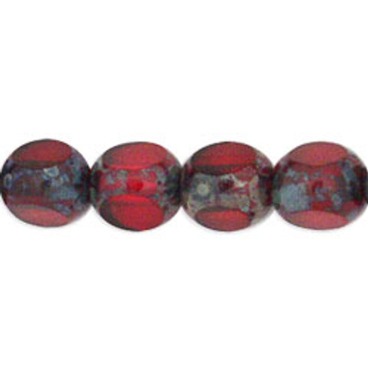 8mm Ruby red large hole Czech glass beads