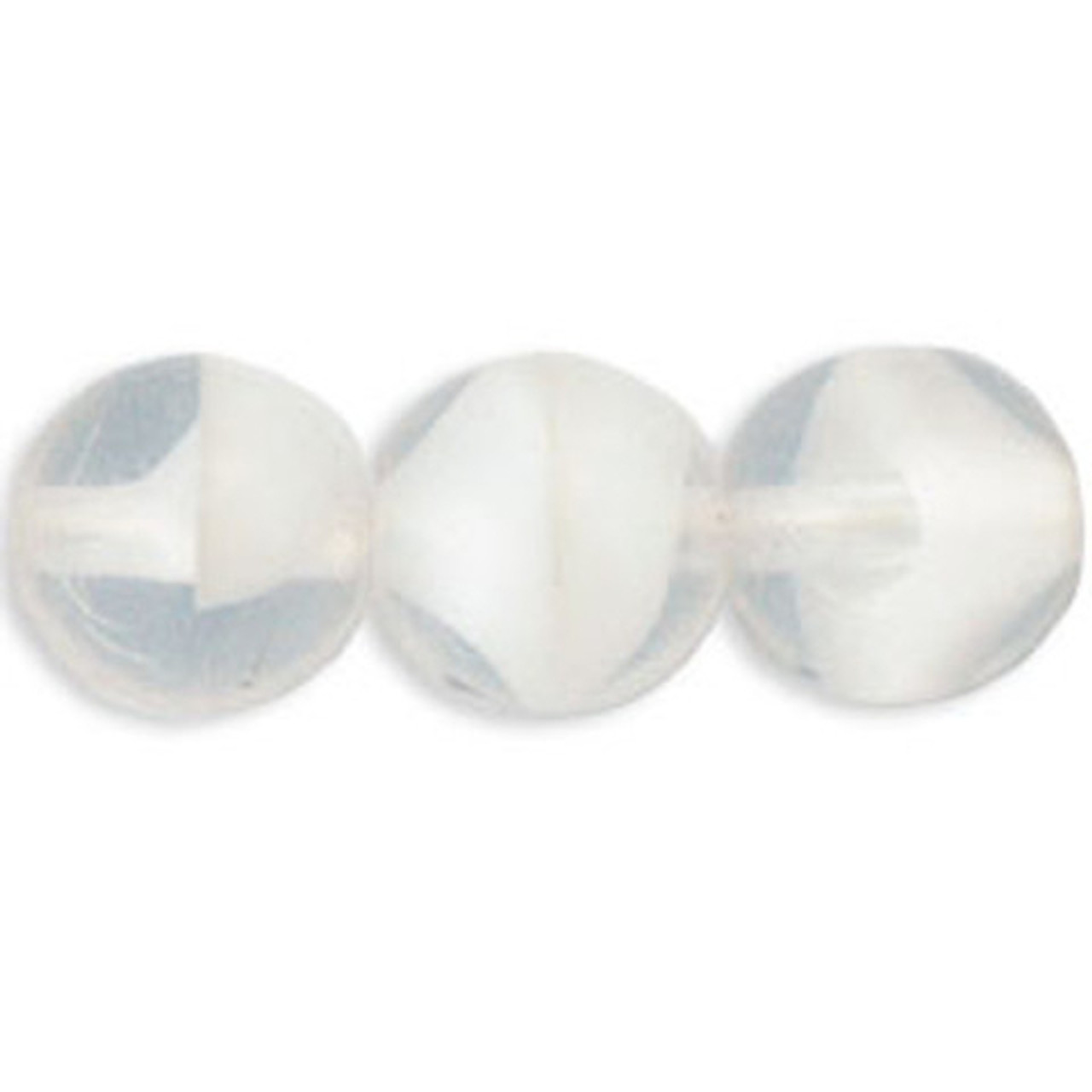 White Round Flat Czech Pressed Glass Beads (pack of 50)