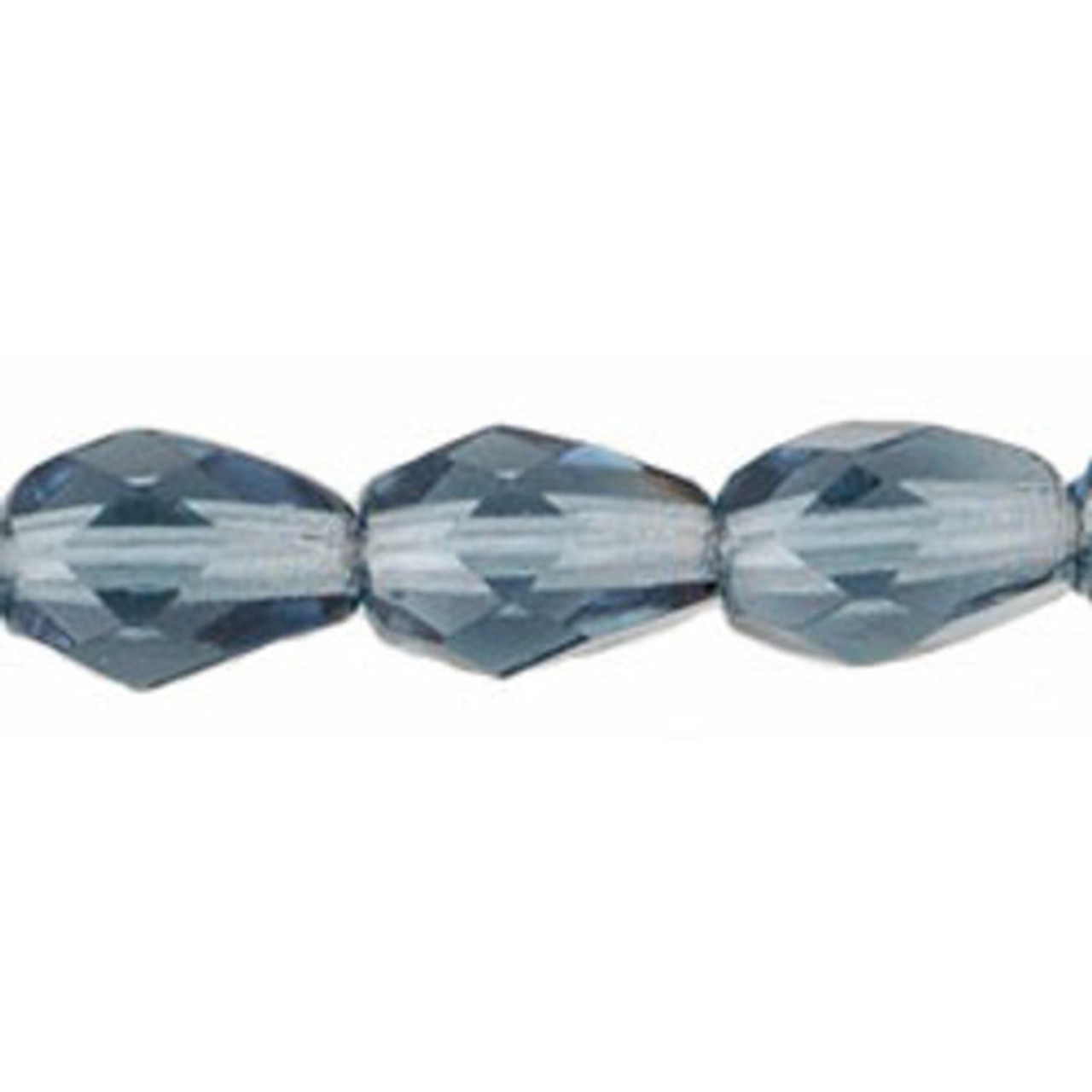 Faceted Vertical Teardrop Beads Czech Glass Firepolish MONTANA BLUE 7x5mm  (25pcs)