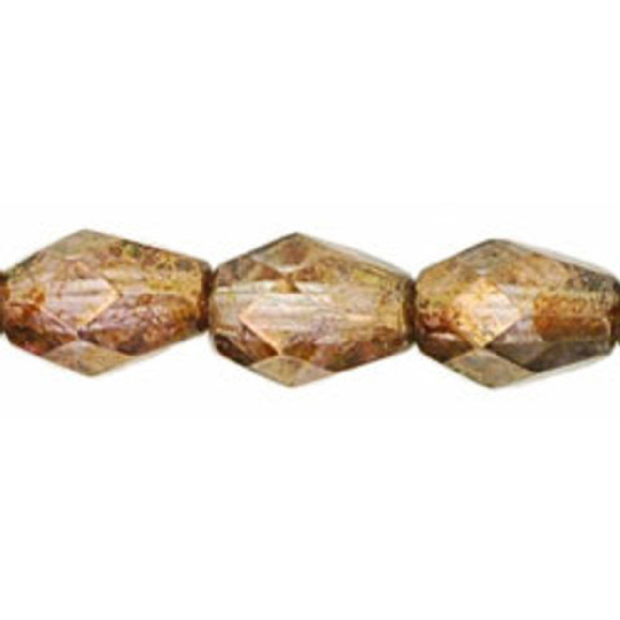 Faceted Vertical Teardrop Beads Czech Glass SMOKY TOPAZ