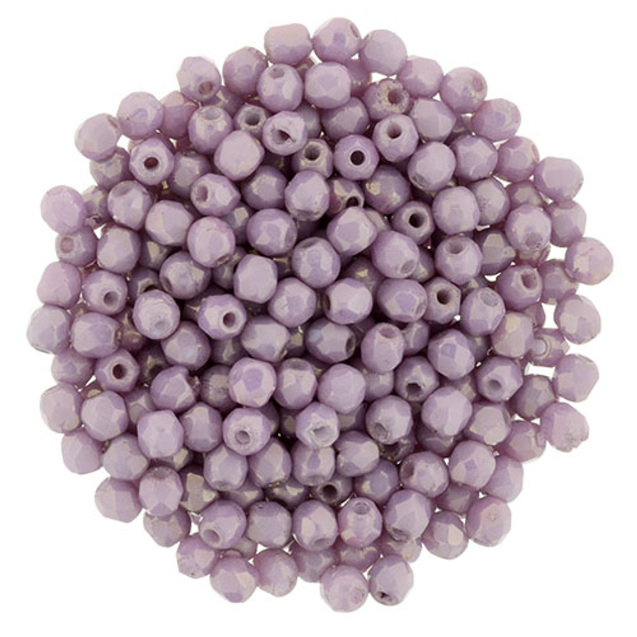 Firepolish 2mm Czech Glass Beads LUSTER OPAQUE LILAC (Strand of 50)