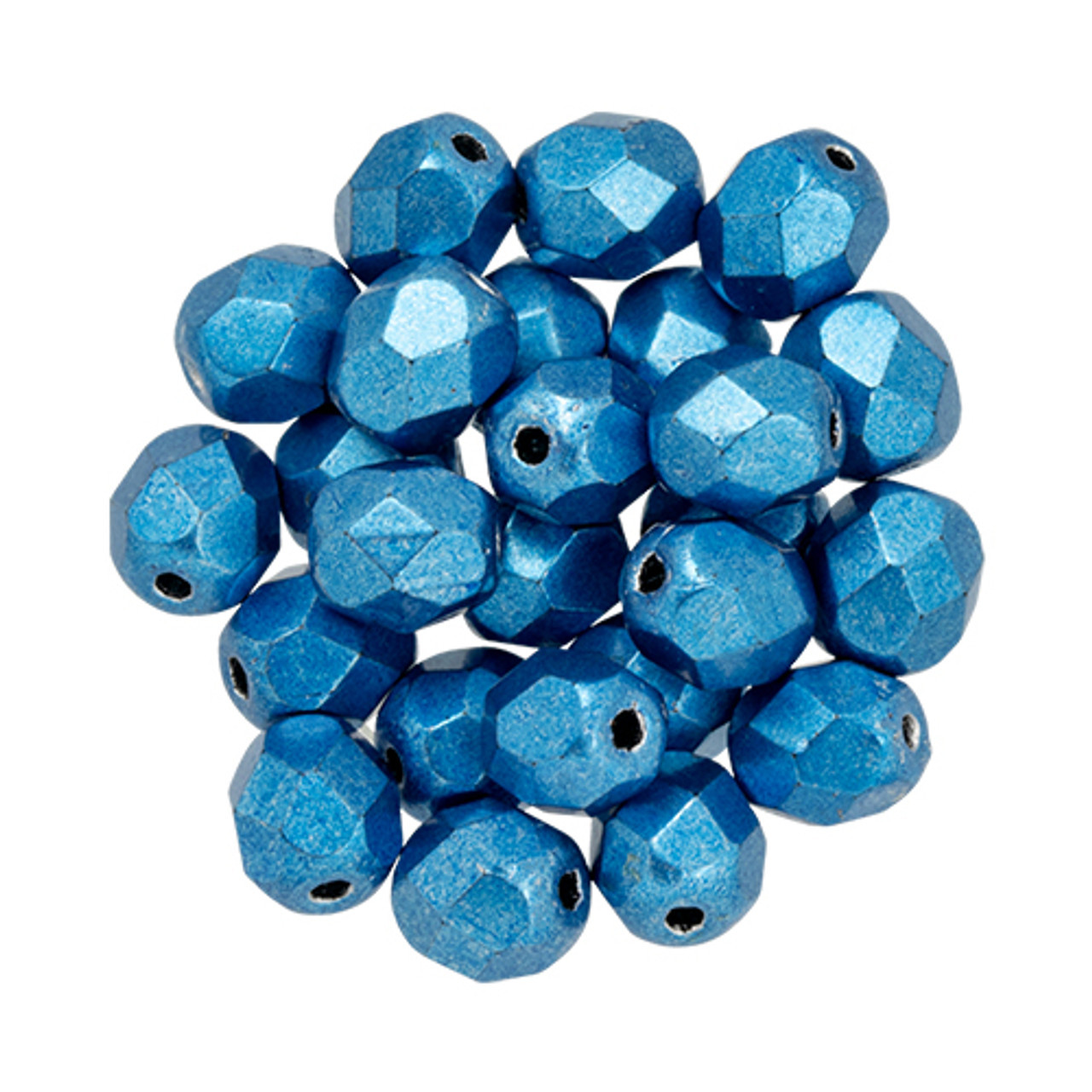 Firepolish 6mm Czech Glass Beads SATURATED METALLIC NEBULAS BLUE (Strand of  25)