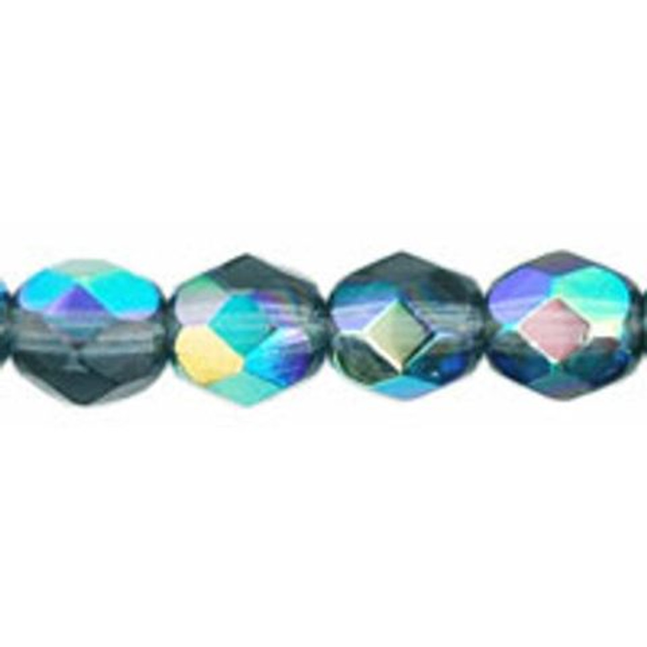 Firepolish 6mm Czech Glass Beads GREEN BLUE