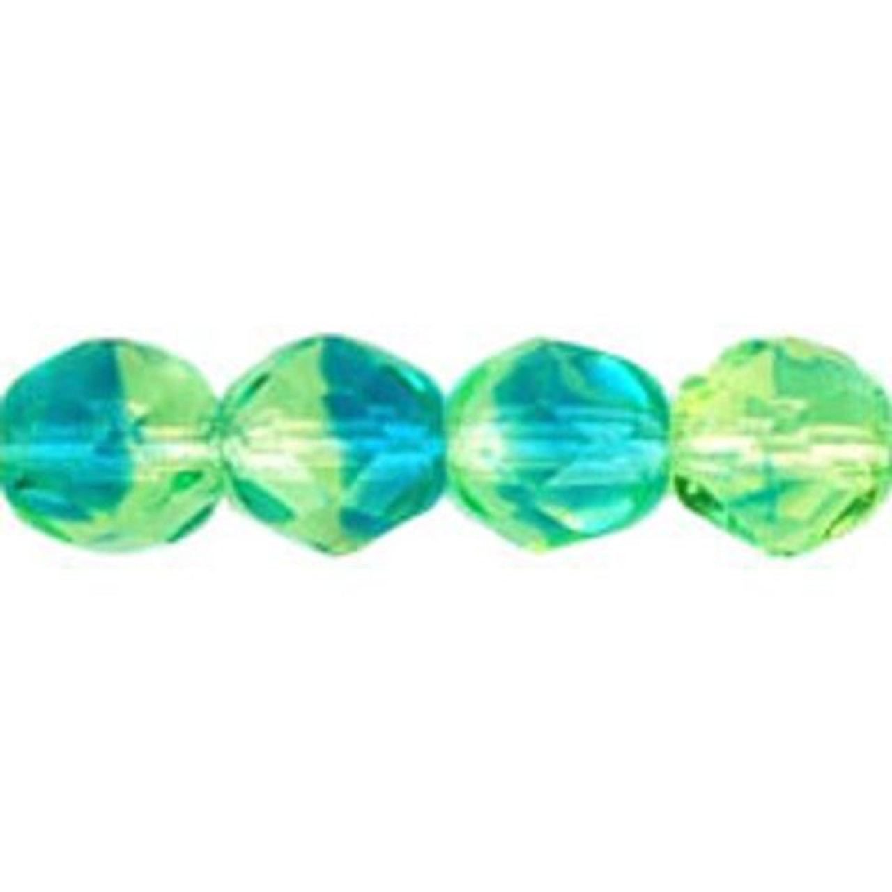 Firepolish 6mm Czech Glass Beads GREEN BLUE
