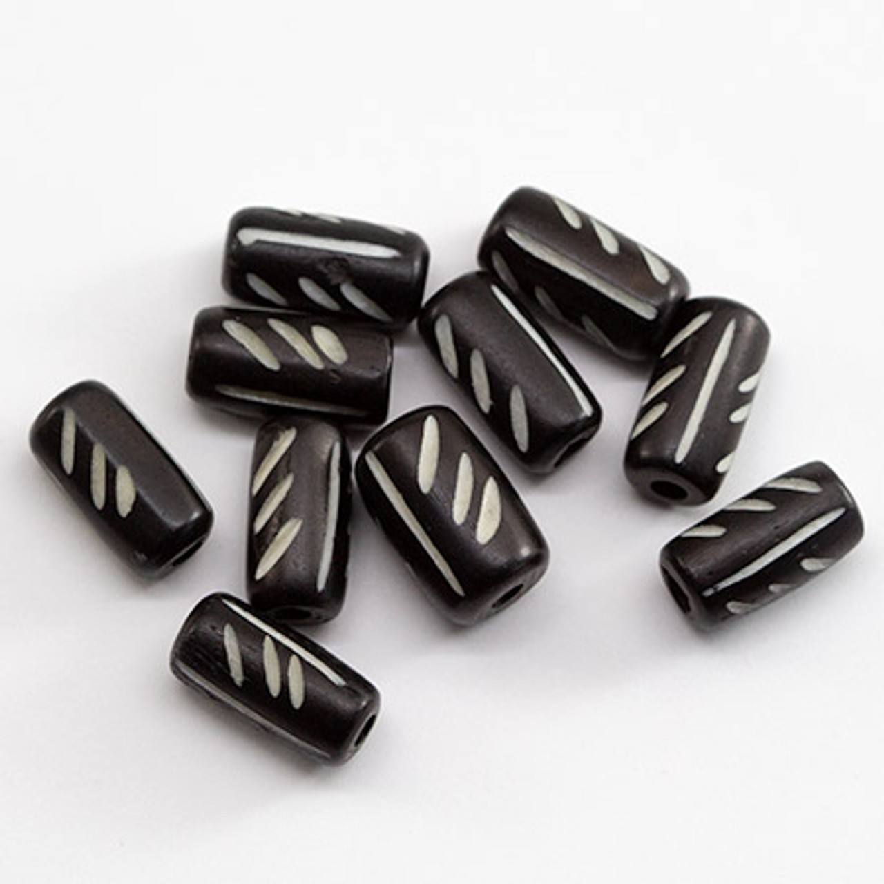 6 Pc, Silver Tube Spacers, Licorice Sliders, Licorice Spacers
