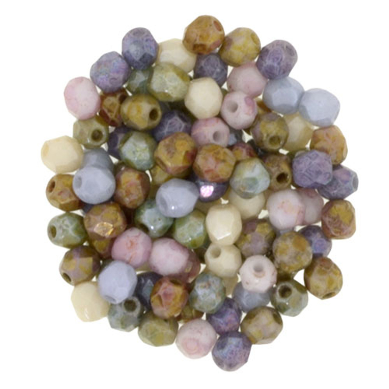 Firepolish 2mm Czech Glass Beads LUSTER OPAQUE LILAC (Strand of 50)