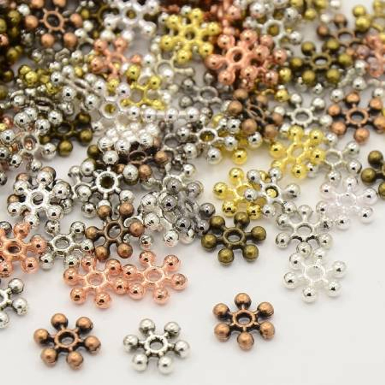 SNOWFLAKE BEAD SPACERS Mixed Color 8.5mm (Pack of 40)