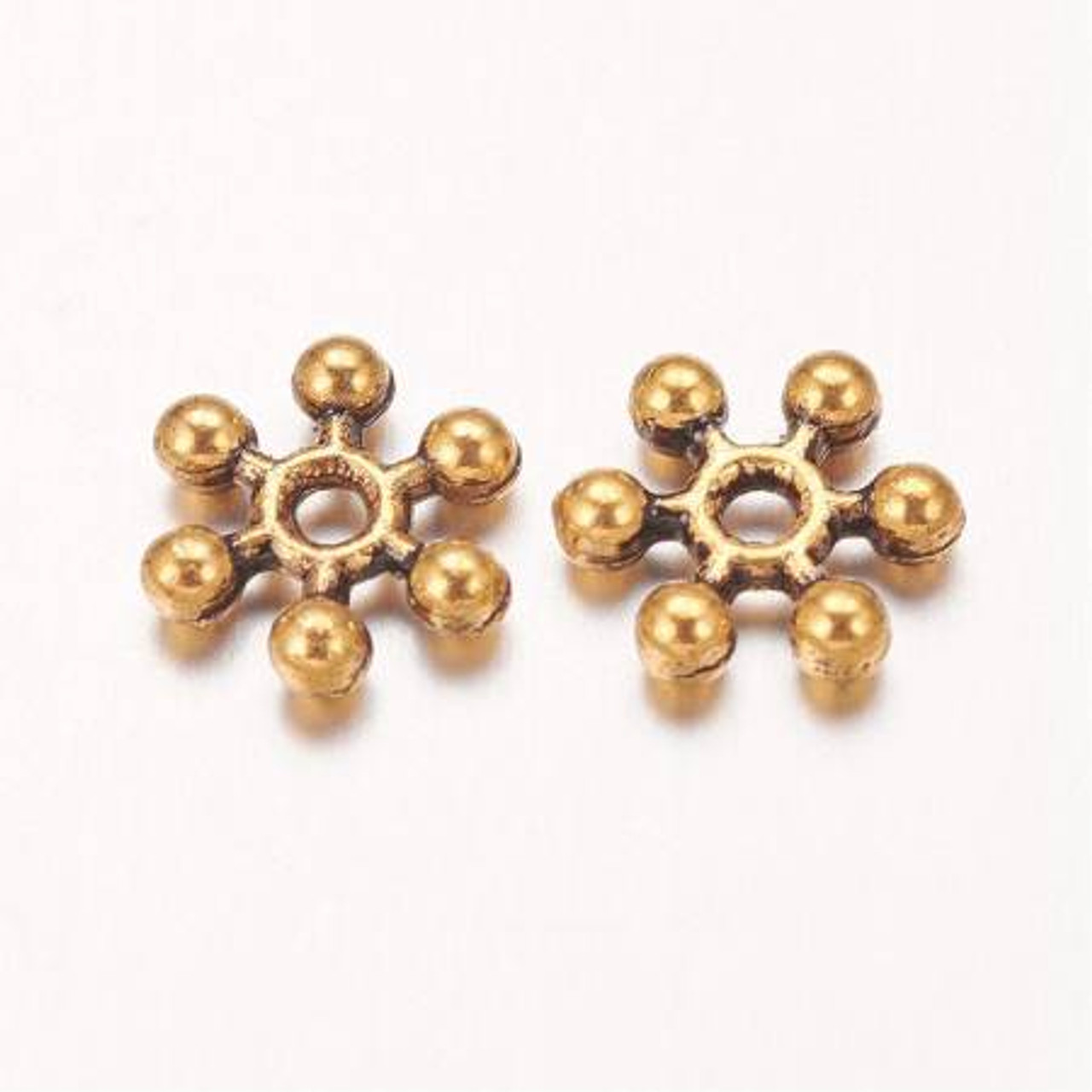 TIBETAN STYLE SNOWFLAKE BEAD SPACERS Antique Bronze Plated 8mm (Pack of 50)