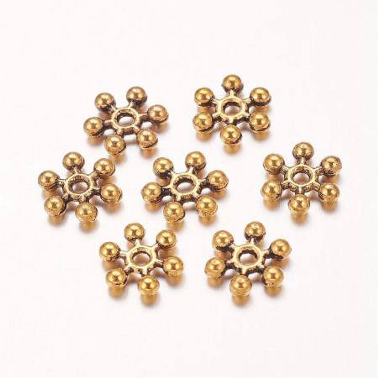 SNOWFLAKE BEAD SPACERS Antique Gold Plated