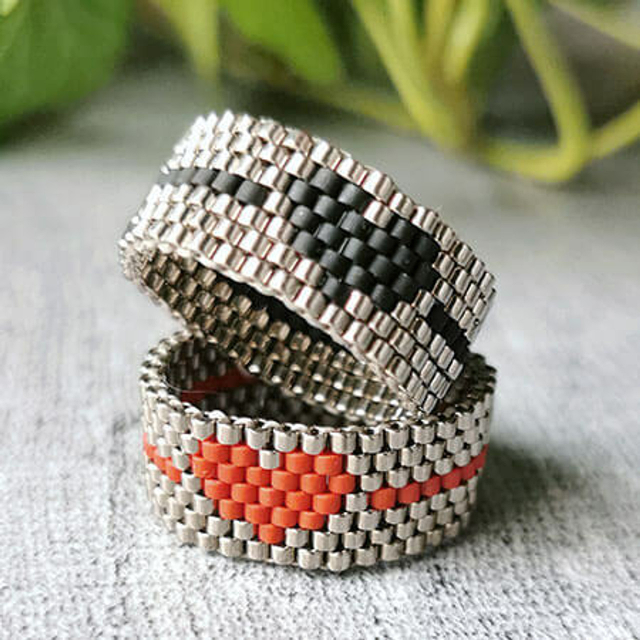 Odd count peyote stitch bracelet kit - frost and pale gold Timeless