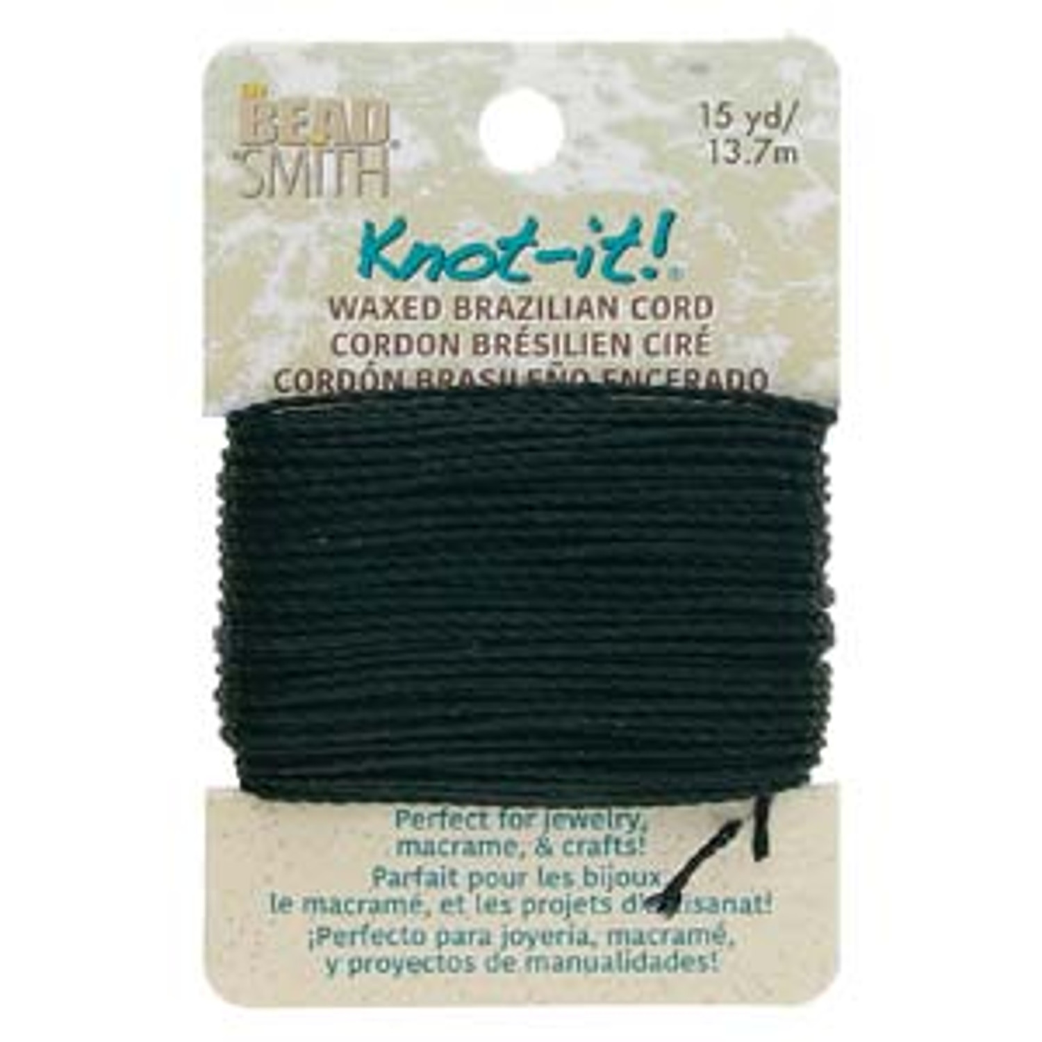 Knot It Waxed Brazilian Polyester Cord Black-15 Yards