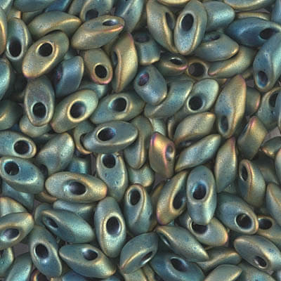 Miyuki Long Magatama 4x7mm MATTE METALLIC PATINA IRIS