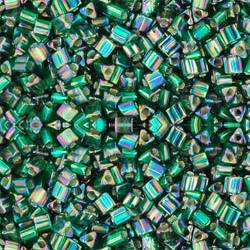 Toho TRIANGLE 11/0 Seed Beads SILVER LINED RAINBOW GREEN EMERALD