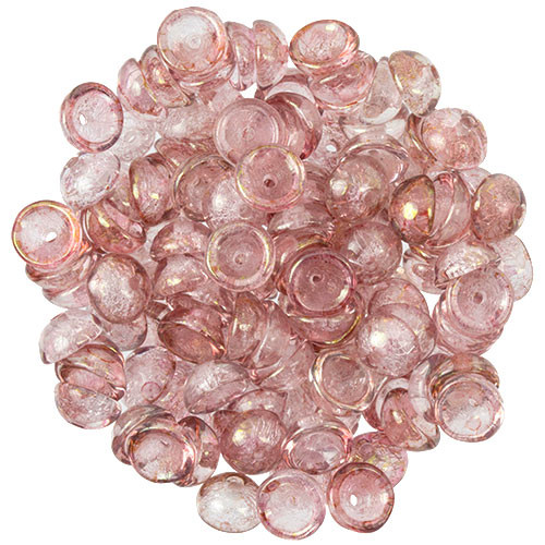 TEACUP 2x4mm Czech Glass Beads LUSTER TRANSPARENT TOPAZ PINK