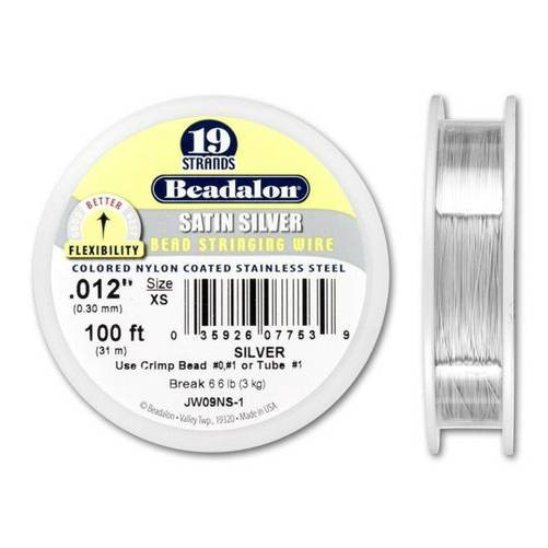 Beadalon 19 Bead Stringing Wire SATIN SILVER |EUREKA CRYSTAL BEADS