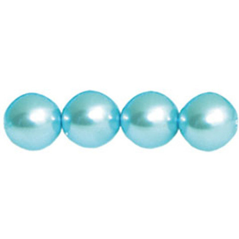 Czech Glass 6mm Round Druk Beads PEARL AQUA