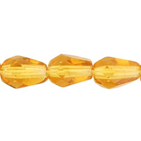 Faceted Vertical Teardrop Beads Czech Glass TOPAZ