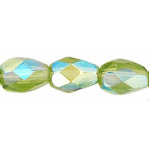 Faceted Vertical Teardrop Beads Czech Glass OLIVINE AB