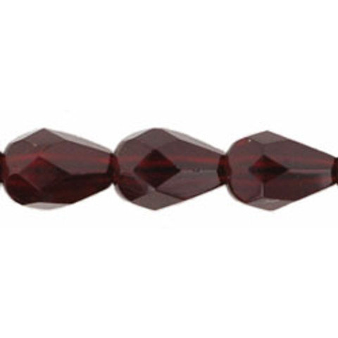 Faceted Vertical Teardrop Beads Czech Glass GARNET