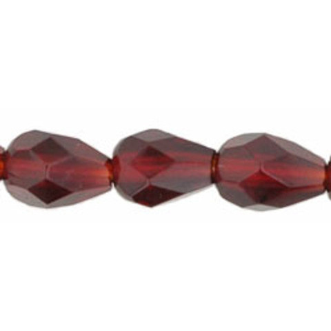Faceted Vertical Teardrop Beads Czech Glass RUBY