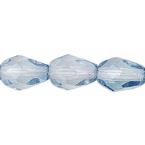 Faceted Vertical Teardrop Beads Czech Glass TRANSPARENT BLUE