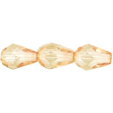 Faceted Vertical Teardrop Beads Czech Glass LUSTER CHAMPAGNE
