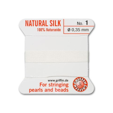 Griffin Bead Cord 100% Natural Silk White #1 Black White Griffin