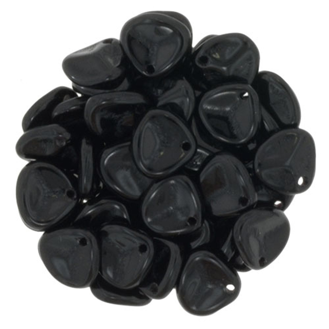 Rose Petal Czech Glass Beads 8x7mm JET| EUREKA CRYSTAL BEADS