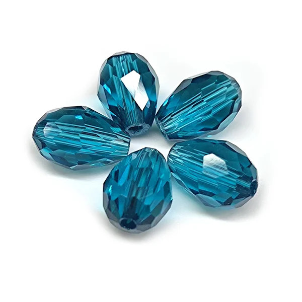 Eureka BASICS Faceted Teardrop Glass Beads PEACOCK BLUE 12x8mm