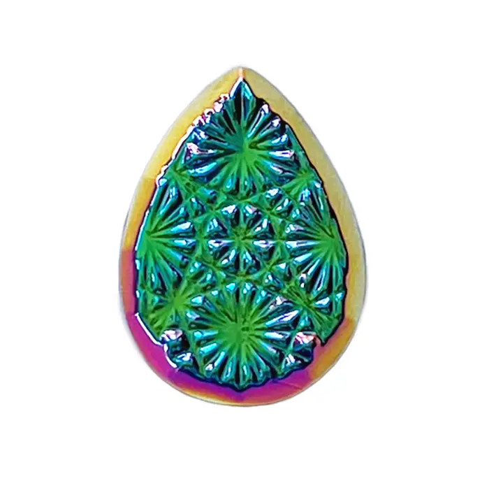 German Glass Cabochon 18x13mm Pear Aquamarine Green Sphinx