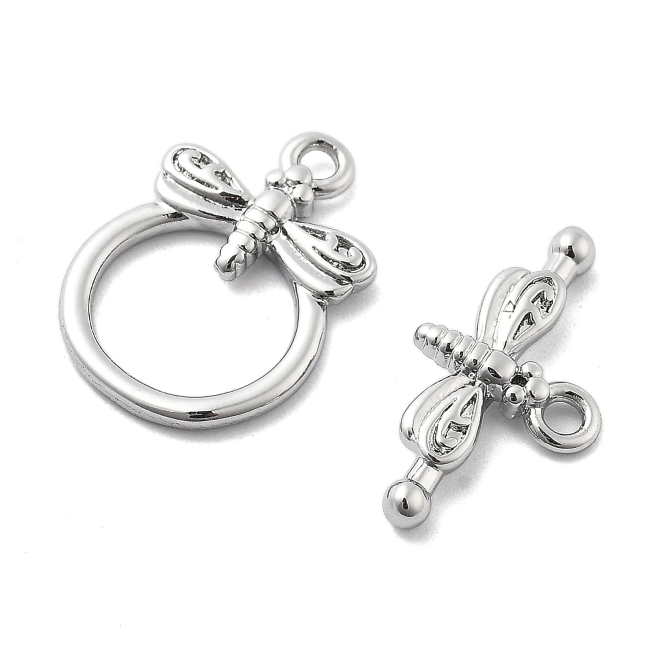 TOGGLE CLASP Dragonfly 12mm Platinum Plated | Eureka Crystal Beads
