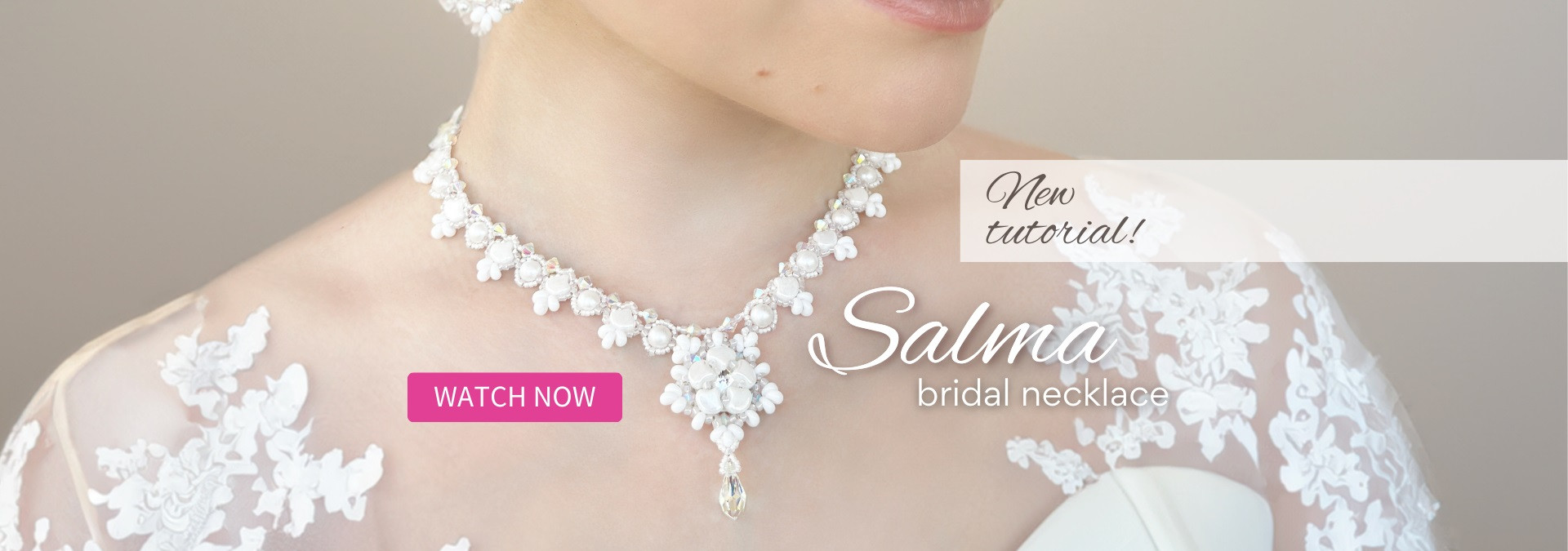 Learn how to make the beautiful delicate beaded lace bridal necklace with our easy video tutorial!