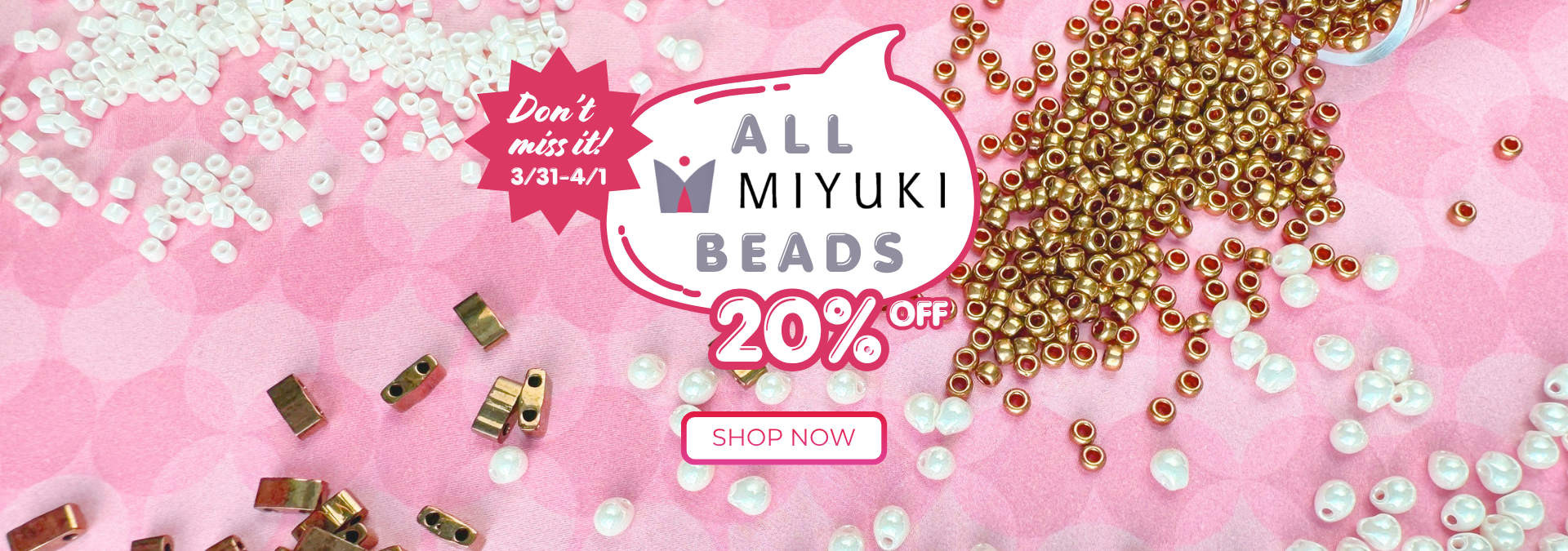 Miyuki Beads - 20% off. Limited time offer.