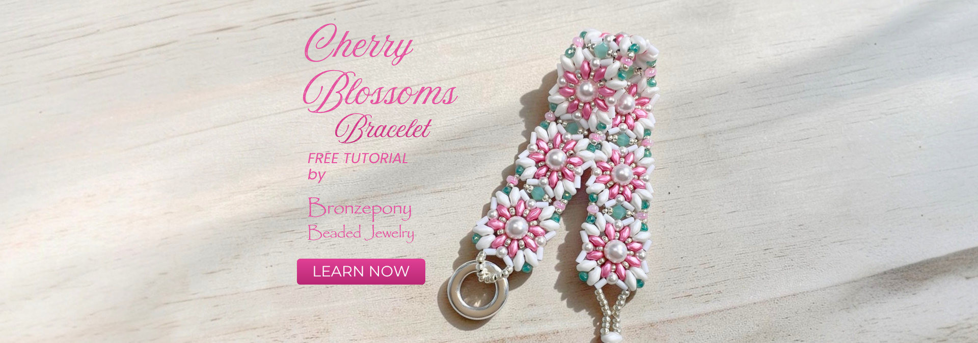 Cherry Blossoms Bracelet tutorial by Bronzepony
