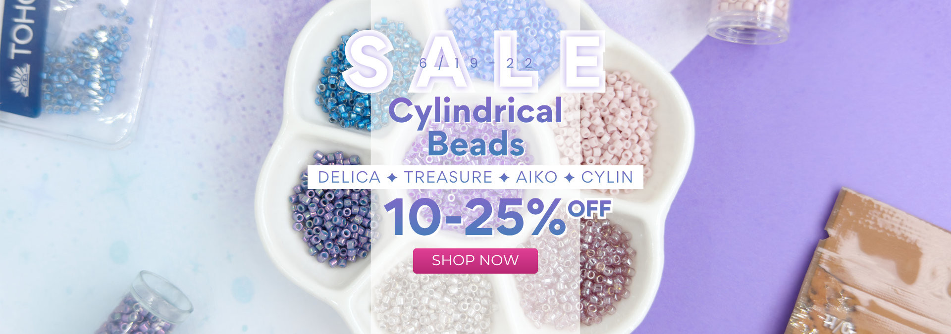 Cylindrical Seed Beads Sale 10-25% off.