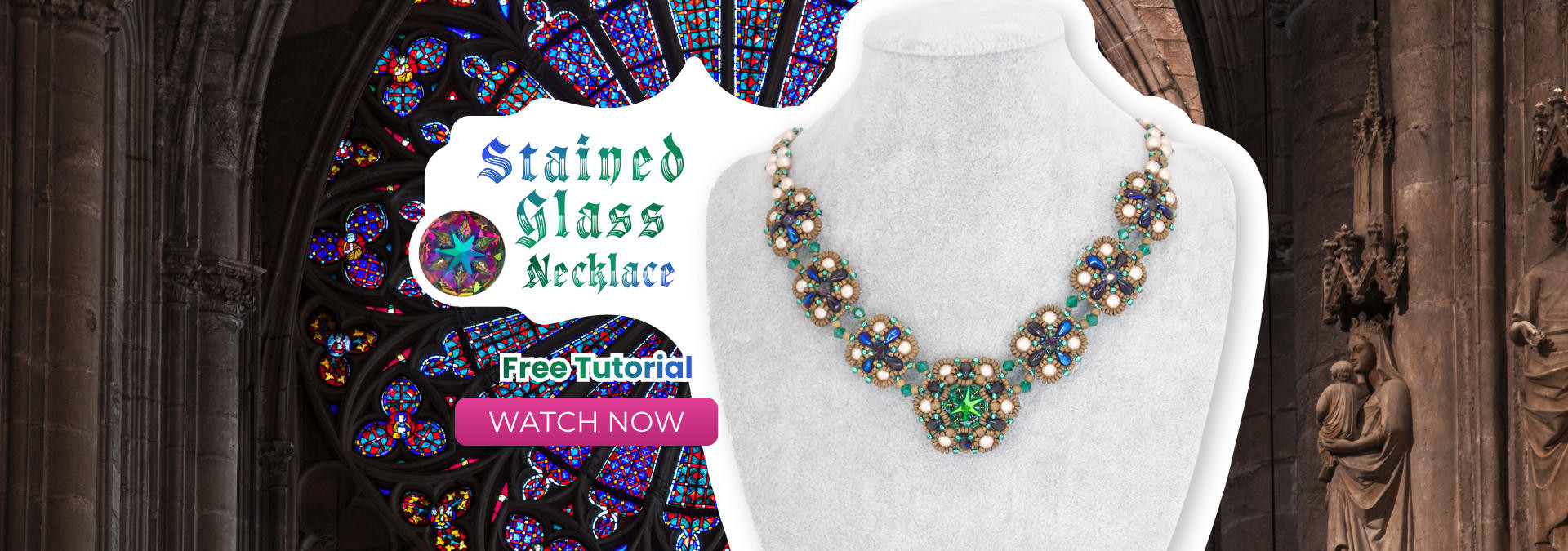 Stained Glass Necklace Free Tutorial from Eureka Crystal Beads
