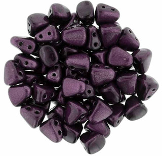 2-Hole NIB-BIT 6x5mm Czech Glass Beads METALUST PURPLE (2.5" tube)