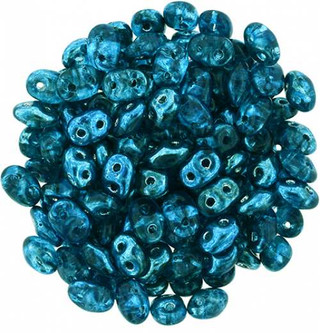 SuperDuo Mirror Turquoise Blue - 2-hole Czech Glass
