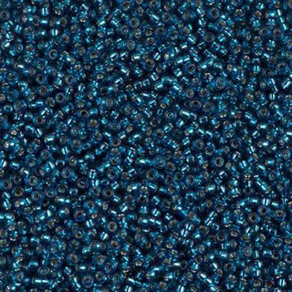 Miyuki ROUND 15/0 Seed Beads DYED SILVER LINED BLUE ZIRCON (10 grams tube)