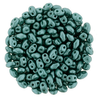 2-Hole MINIDUO 2x4mm Czech Glass Beads PEARL COAT TEAL (2.5" tube)