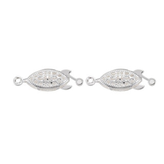 FILIGREE BOX Clasp 21.5x7mm Silver Plated Stainless Steel (Pack of 10 sets)