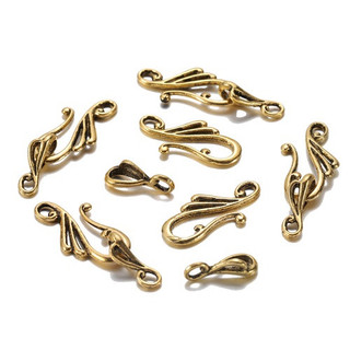 Ancient Style Metal Hook Clasp 25mm Antique Gold Plated