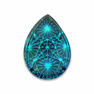 German Glass Cabochon 18x13mm Pear Aquamarine Green Sphinx