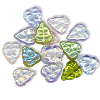 Leaf Vertical Czech Glass Beads CHARMING COTTAGE MIX (Pack of 15)