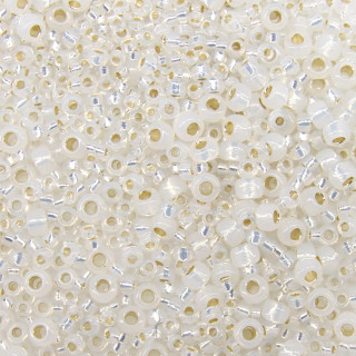 Miyuki ROUND Seed Beads SIZE MIX GILT LINED OPAL WHITE (2.5" tube)