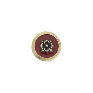 TierraCast BUTTON-Blossom Cherry with Red Enamel-Antique Brass Plated