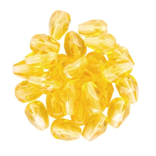 Faceted Vertical Teardrop Beads Czech Glass Firepolish TOPAZ 7x5mm  (25pcs)