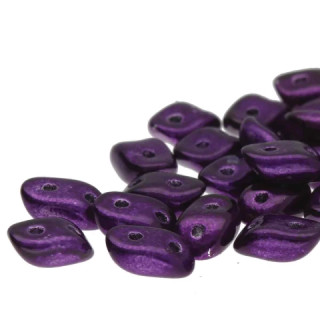 2-Hole WAVE Czech Glass Beads 3x7mm METALUST PURPLE (8 grams bag)