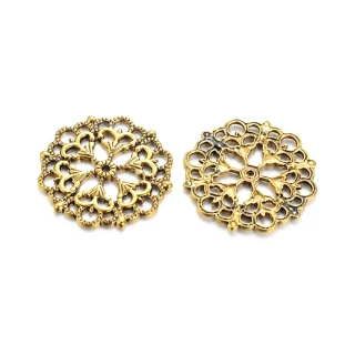 Link Filigree ROUND FLOWER CONNECTOR 29mm Antique Gold Plated